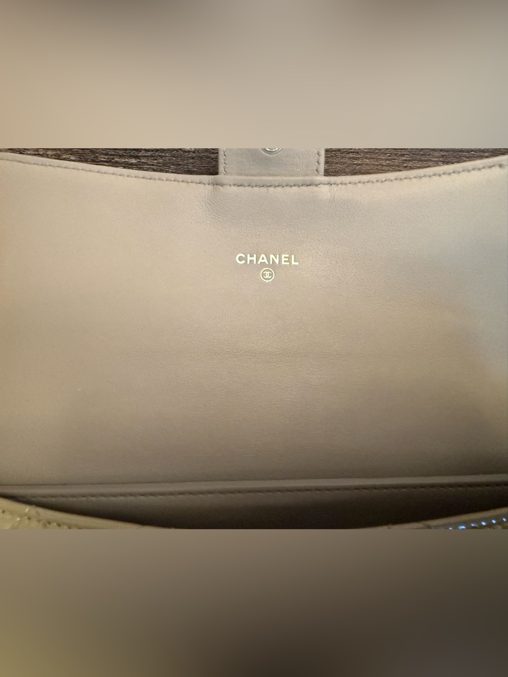 CHANEL Quilted Patent Leather Long Wallet in Light Beige - Picture 4 of 7